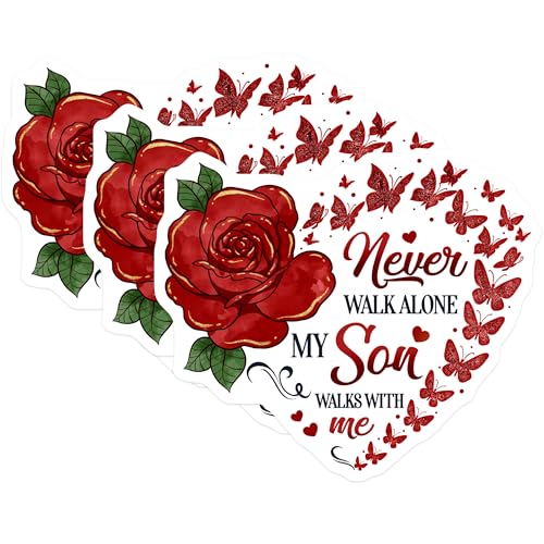 (3 Pack) My Son Decals - Rose Butterfly Decals - Remembrance Laptop Decal - 3 Inches On Longest Side - Easy Peel & Apply - Made in USA - 3MCS4900