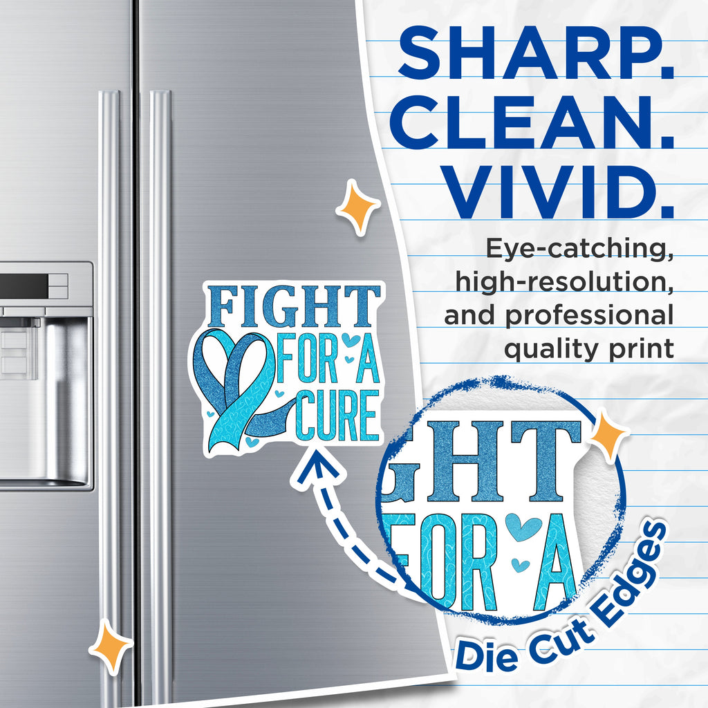(2 Pack) Fight for A Cure Magnets - Blue Awareness Ribbon - Cancer Support - Inspirational Message - Health Advocate - Hope Decor - 5" - Durable Magnet - Made in USA - MAG37194