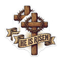 (2 Pack) He is Risen Magnets - Easter Christian Resurrection Cross - Crown of Thorns Faith Holy Week Decor - 5 Inches On Longest Side - Thick Durable Magnet - Made in USA - MAG21281