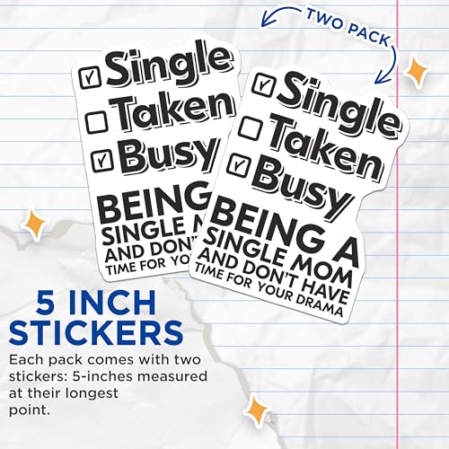 (2 Pack) Fun Single Mom Stickers - 5" On Longest Side - Sticks to Smooth Flat Surfaces - Made in USA - BMCS9212 - BMCS9212
