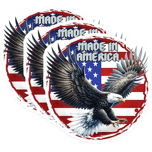 (3 Pack) Eagle Decals - American Flag Stickers - Made in America Laptop Decals - 3 Inches On Longest Side - Easy Peel & Apply - Made in USA - 3MCS6167