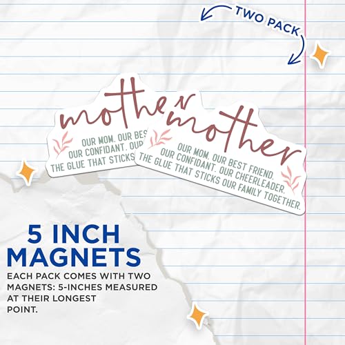 (2 Pack) Mother Magnets - Family Decor - Inspirational Quotes Magnets - Mom Gift Magnets for Fridge - 5" On Longest Side - for Cars, Fridges, Toolboxes - Made in USA - MAG6698