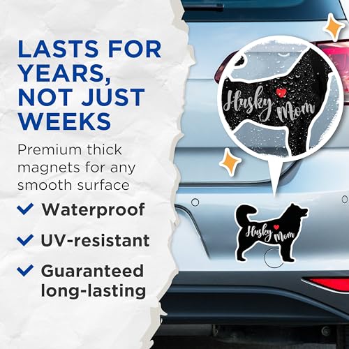 (2 Packs) Husky Mom Magnets - Husky Dog Breed Magnets - 5 Inches On Longest Side - Premium Magnet - for Fridges, Toolboxes, Cars - Made in USA - MAG2481