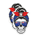 (2 Pack) New Zealand Flag Skull Stickers - Kiwi Pride - Messy Bun Mom - Shades Decal - 5" On Longest Side - Sticks to Smooth Flat Surfaces - Made in USA - BMCS18903
