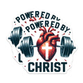 (2 Pack) Powered by Christ Stickers - Christian Faith - Workout Motivation - 5" On Longest Side - Sticks to Smooth Flat Surfaces - Made in USA - BMCS9650