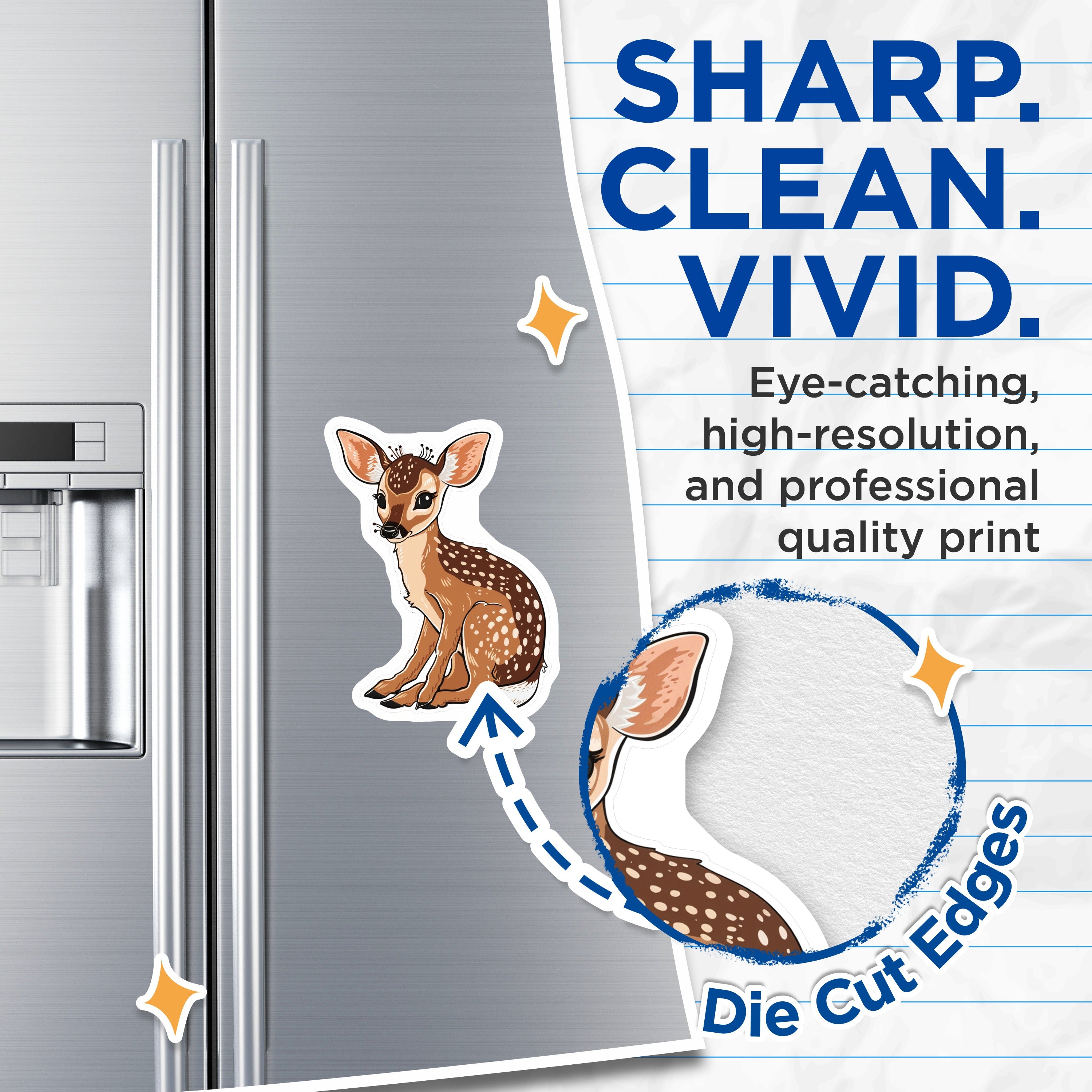 (2 Pack) Cute Fawn Magnets - Woodland Animal Decor - Nursery Refrigerator Magnet - 5 Inches On Longest Side - Thick Durable Magnet - Made in USA - MAG38243