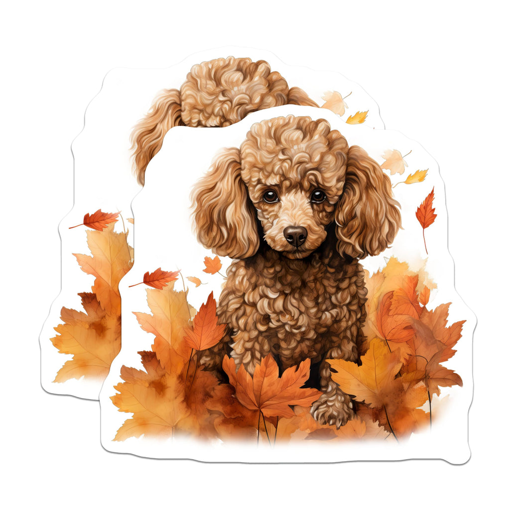 (2 Pack) Autumn Poodle Magnets - Fall Dog Decor - Cute Pet Owner Fridge Accessory for Animal Lovers - 5 Inches On Longest Side - Thick Durable Magnet - Made in USA - MAG27452