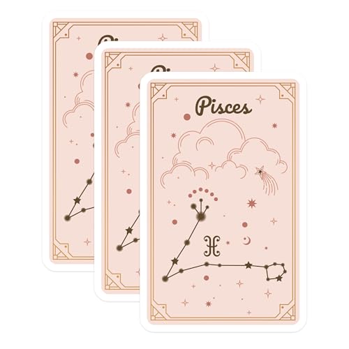 (3 Pack) Pisces Zodiac Decals - Astrology Sign Stickers - Horoscope Laptop Decals - 3 Inches On Longest Side - Easy Peel & Apply - Made in USA - 3MCS8359