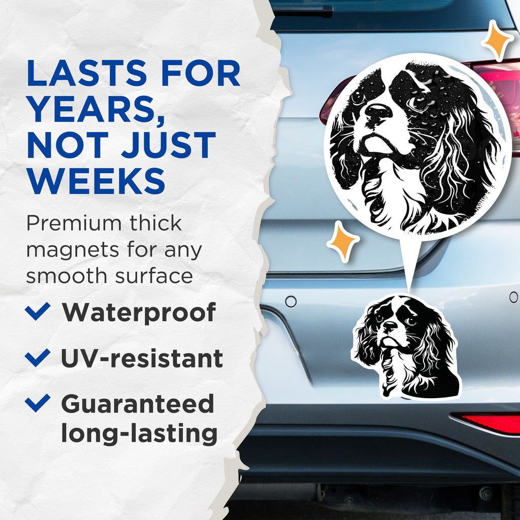(2 Pack) Cavalier King Charles Magnets - Dog Breed Pet Owner Display - Refrigerator Locker Decor - 5 Inches On Longest Side - Thick Durable Magnet - Made in USA - MAG36687