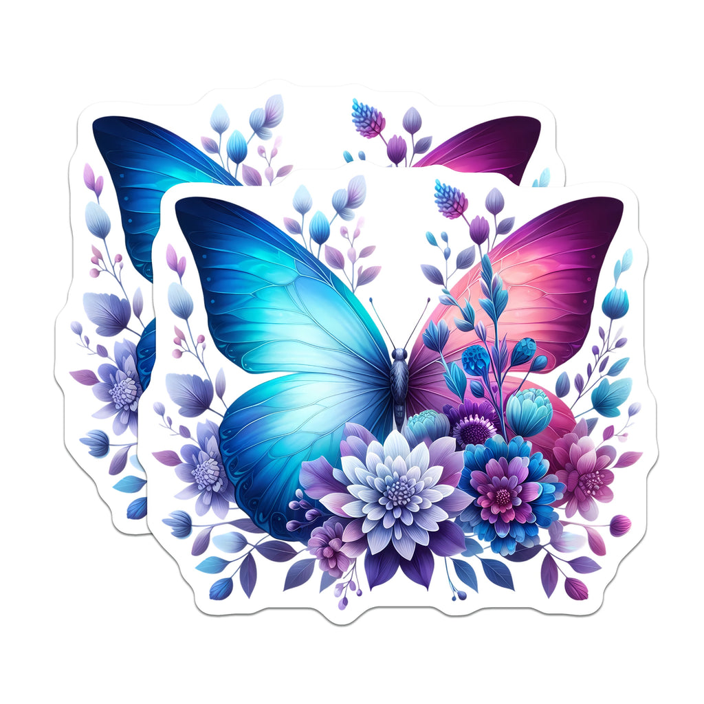(2 Pack) Butterfly Floral Magnets - Ethereal Garden Art - Whimsical Nature Decor - Spring Aesthetic Fridge - 5 Inches On Longest Side - Thick Durable Magnet - Made in USA - MAG37876