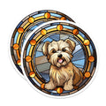 (2 Pack) Stained Glass Yorkshire Terrier Magnets - Adorable Dog Art - Pet Lover Fridge Decor - 5 Inches On Longest Side - Thick Durable Magnet - Made in USA - MAG39692