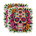(2 Pack) Floral Sugar Skull Dia De Muertos Magnets - Floral Mexican Sugar Skull - 5 Inches On Longest Side - Premium Magnet - for Cars, Refrigerators, Toolboxes - Made in USA - MAG2061