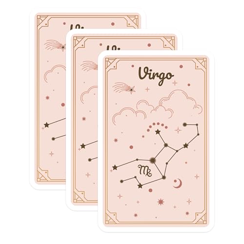 (3 Pack) Virgo Zodiac Sign Decals - Astrology Lover - Constellation Stickers - 3 Inches On Longest Side - Easy Peel & Apply - Made in USA - 3MCS8206