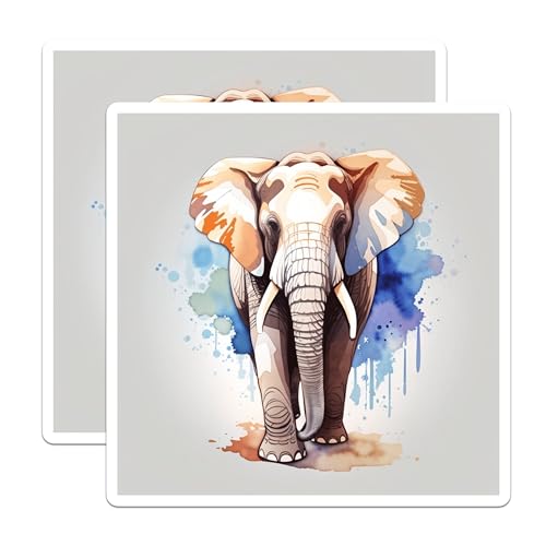 (2 Pack) Elephant Art Magnets Magnets - African Wildlife Decor - Unique Elephant Design - 5" On Longest Side - Made in USA - Sticks to Refrigerators & Metal Surfaces - MAG8684