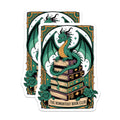(2 Pack) Romantasy Book Club Magnets - Green Dragon Fantasy Reader - Bookish Literary Decor - Dark Academia FAE Gifts - 5 Inches On Longest Side - Thick Durable Magnet - Made in USA - MAG20246