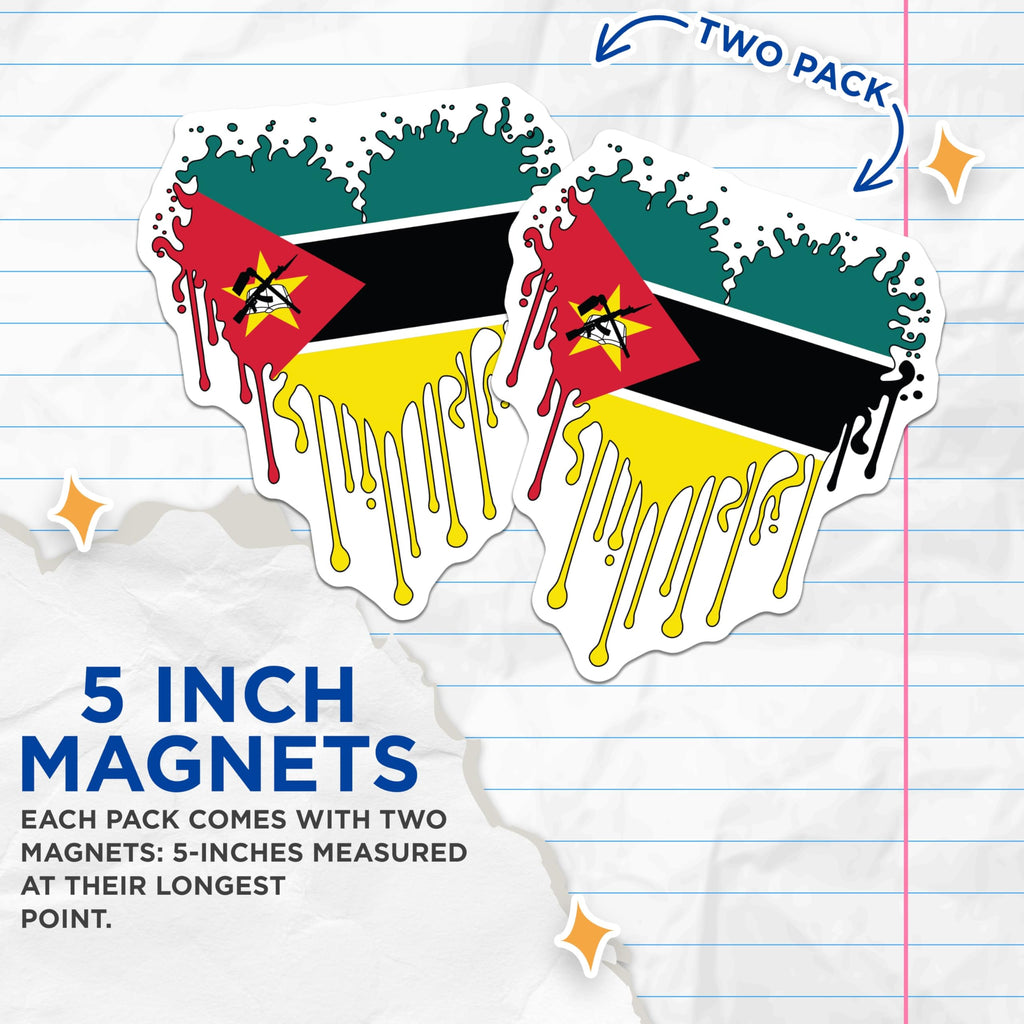 (2 Pack) Mozambique Flag Magnets - Heart Shaped Magnet - Patriotic Decor - 5" On Longest Side - Premium Magnet - for Cars, Refrigerators, Toolboxes, Lockers - Made in USA - MAG18686