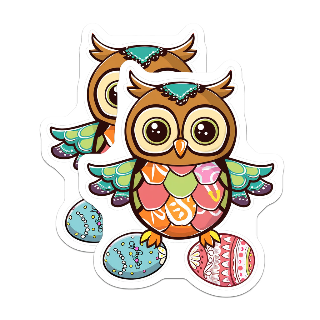(2 Pack) Easter Owl Magnets - Whimsical Spring Decor - Cute Animal Fridge Art - Boho Kitchen Decor - Nature Lover Accessory - 5 Inches On Longest Side - Thick Durable Magnet - Made in USA - MAG38633