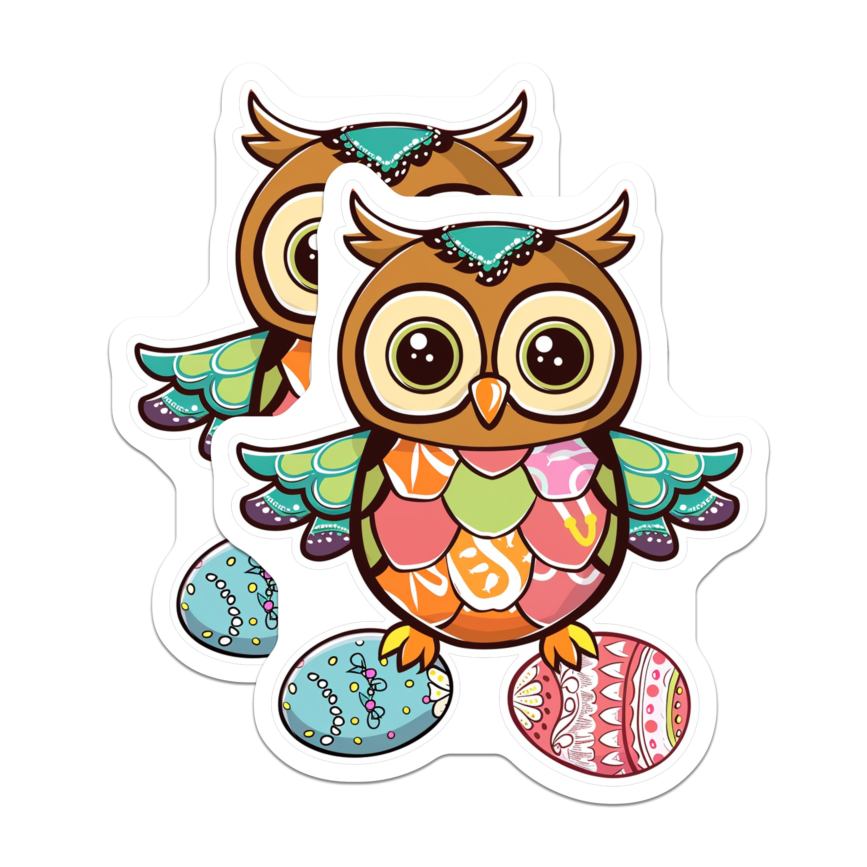 (2 Pack) Easter Owl Magnets - Whimsical Spring Decor - Cute Animal Fridge Art - Boho Kitchen Decor - Nature Lover Accessory - 5 Inches On Longest Side - Thick Durable Magnet - Made in USA - MAG38633