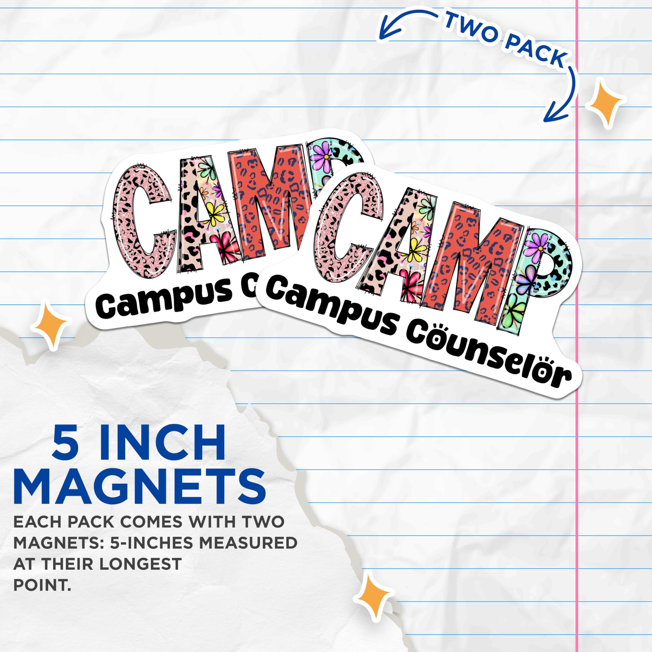 (2 Pack) Camp Counselor Magnets - Summer Camp Decor - Camp Accessories - 5" On Longest Side - Premium Magnet - for Cars, Refrigerators, Toolboxes, Lockers - Made in USA - MAG15328