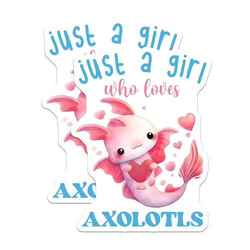 (2 Pack) Just a Girl Who Loves Axolotls Magnets - 5" On Longest Side - for Cars, Fridges, Toolboxes - Made in USA - MAG7776