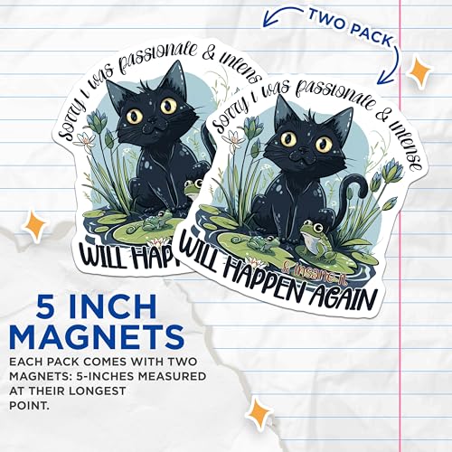 (2 Pack) Funny Cat Magnets - Cute Animal Magnets - Quirky Fridge ations - Humorous Black Cat Magnets - 5" On Longest Side - for Cars, Fridges, Toolboxes - Made in USA - MAG4353