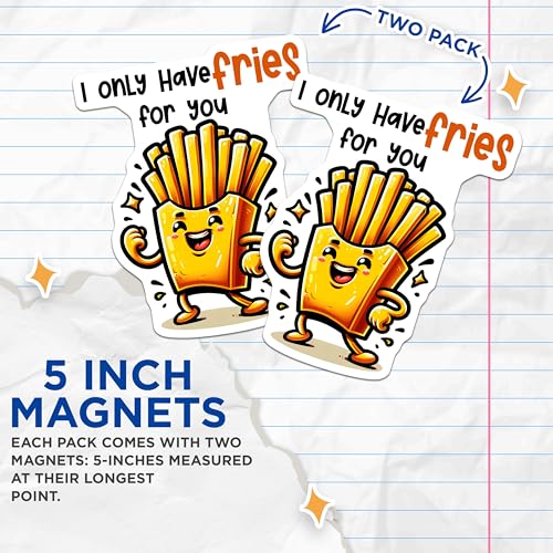 (2 Pack) Fries Magnets Magnets - Funny Kitchen Decor - Kitchen Accents - 5" On Longest Side - Made in USA - Sticks to Refrigerators & Metal Surfaces - MAG8780