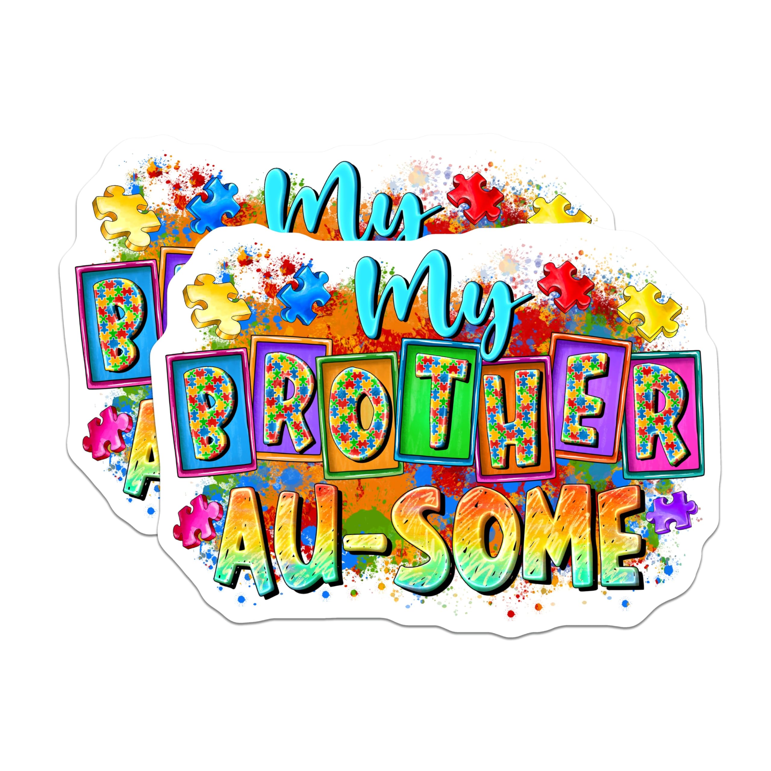 (2 Pack) My Brother Autism Magnets - Neurodiversity Puzzle Pieces - Awareness Sibling Support - 5 Inches On Longest Side - Thick Durable Magnet - Made in USA - MAG25507