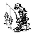 (2 Pack) Fishing Skeleton Stickers - Fisherman Grim Reaper - Funny Angler Decals- 5" On Longest Side - Sticks to Smooth Flat Surfaces - Made in USA - BMCS16727