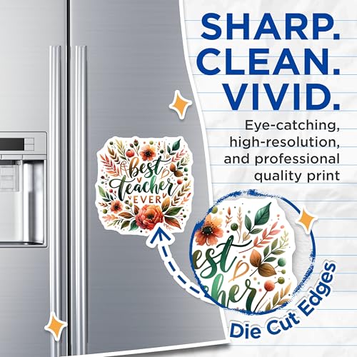 (2 Pack) Best Teacher Ever Magnets - Teacher Appreciation - Classroom - Inspirational Magnets for Teachers - 5" On Longest Side - for Cars, Fridges, Toolboxes - Made in USA - MAG4413