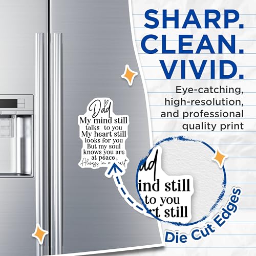 (2 Pack) Dad My Mind Talks to You Magnets - My Heart Looks for You Magnets - My Soul Knows You are at Peace Magnets - 5" On Longest Side - for Toolboxes, Lockers - Made in USA BMCS3073
