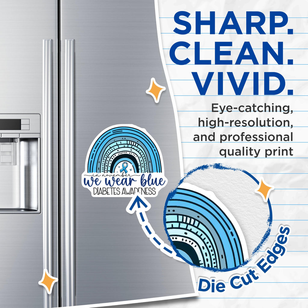 (2 Pack) Diabetes Awareness Magnets - Blue Awareness Ribbon - Diabetes Support - Medication Reminder - 5" On Longest Side - for Cars, Fridges, Toolboxes - Made in USA - MAG3827
