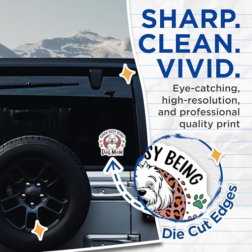 (2 Pack) Kinda Busy Being Dog Mom Stickers - Cute Dog Lover Decal - Pet Owner Funny Sticker - 5" On Longest Side - Sticks to Smooth Flat Surfaces - Made in USA - BMCS6534