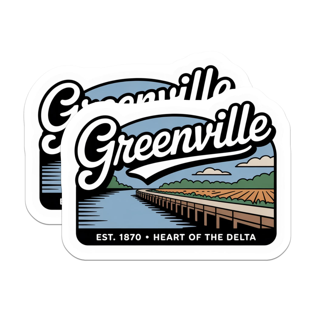 (2 Pack) Greenville Magnets - Mississippi Delta - Established 1870 Fridge Decor - 5" On Longest Side - Premium Magnet - for Cars, Refrigerators, Toolboxes, Lockers - Made in USA - MAG18235