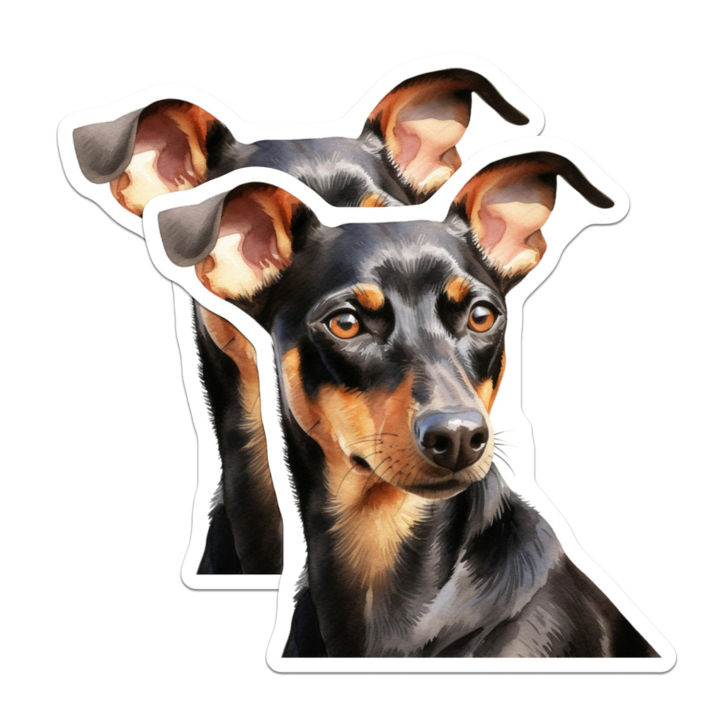 (2 Pack) Doberman Pinscher Magnets - Watercolor Dog Art - Pet Lover Home Decor - 5 Inches On Longest Side - Thick Durable Magnet - Made in USA - MAG25170