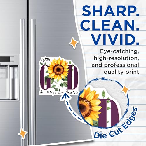 (2 Pack) Christian Faith Magnets Magnets - Inspirational Quote - Sunflower Design - 5" On Longest Side - Made in USA - Sticks to Refrigerators & Metal Surfaces - MAG8580