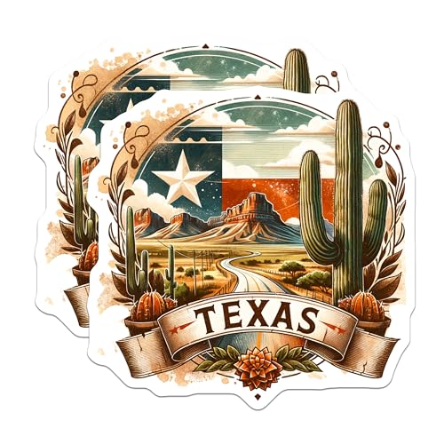 (2 Pack) Texas Lone Star Magnets - Desert Cactus Design - Western Landscape - Souvenir Decor - State Pride - 5" On Longest Side - for Cars, Fridges, Toolboxes - Made in USA - MAG7218