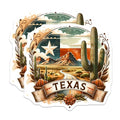 (2 Pack) Texas Lone Star Magnets - Desert Cactus Design - Western Landscape - Souvenir Decor - State Pride - 5" On Longest Side - for Cars, Fridges, Toolboxes - Made in USA - MAG7218
