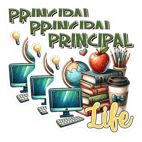 (3 Pack) Principal Life Decals - Teacher Laptop Decal - School Administrator Accessories - 3 Inches On Longest Side - Easy Peel & Apply - Made in USA - 3MCS6815