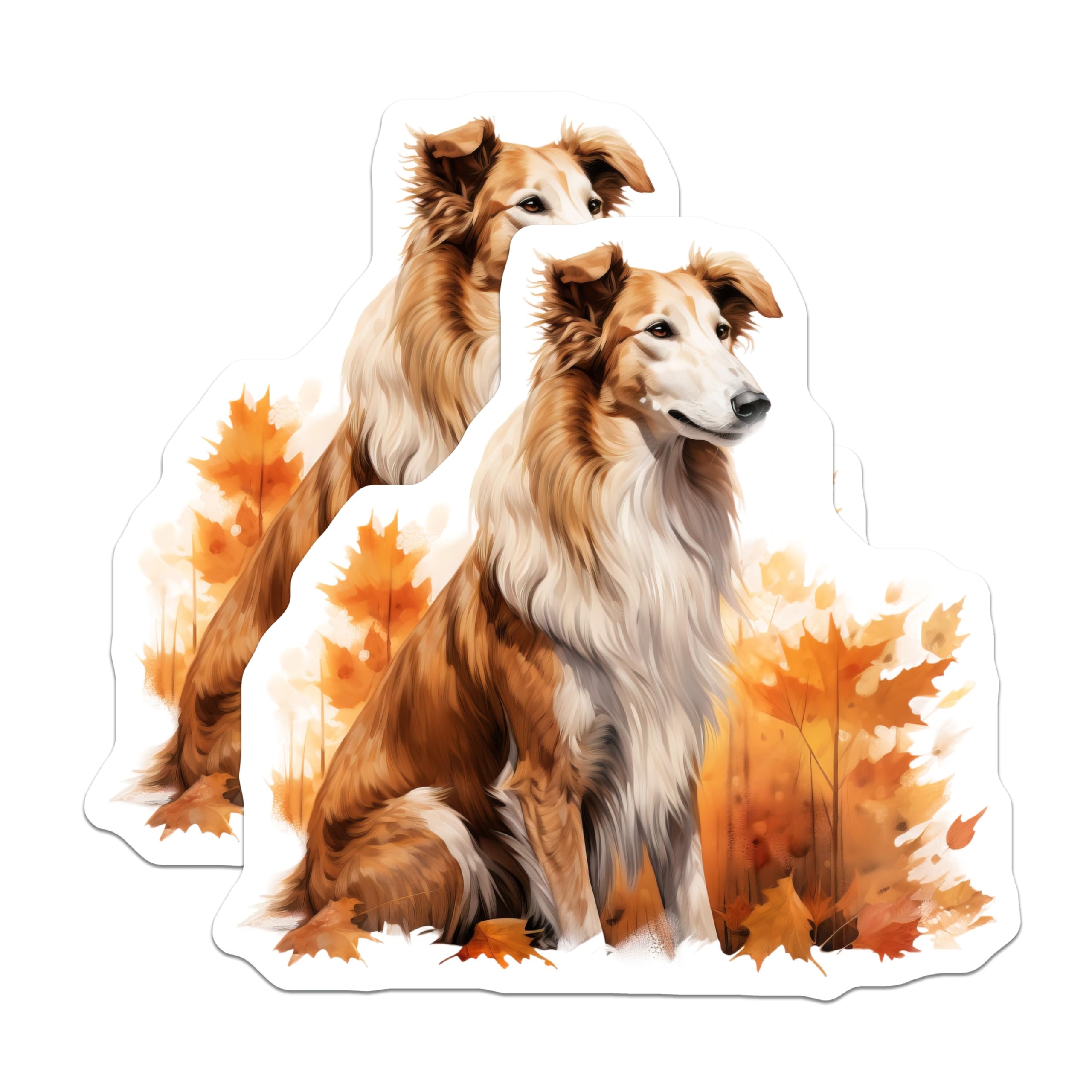 (2 Pack) Rough Collie Magnets - Autumn Dog Art - Fall Season Decor - 5 Inches On Longest Side - Thick Durable Magnet - Made in USA - MAG25412