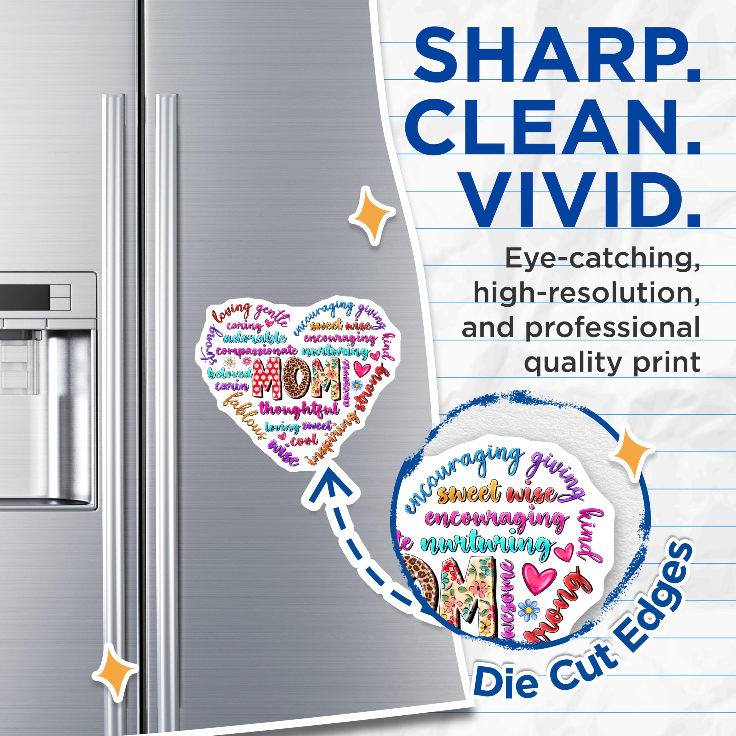 (2 Pack) Mom Appreciation Magnets for Mom - Inspirational Words Heart Magnet - 5 Inches On Longest Side - Thick Durable Magnet - Made in USA - MAG28829