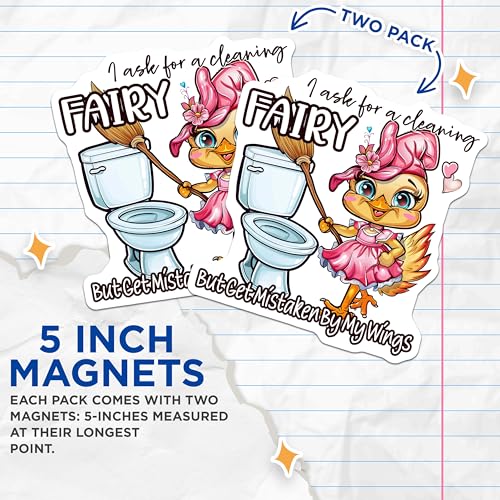 (2 Pack) I Ask for A Cleaning Fairy Magnets - Funny Fairy Quote - Cute Fairy - 5" On Longest Side - for Cars, Fridges, Toolboxes - Made in USA - MAG4364