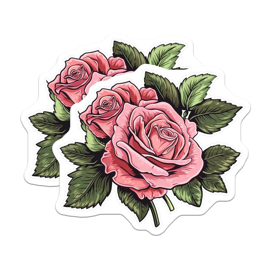 (2 Pack) Pink Rose Magnets - Botanical Flower Decor - Romantic Kitchen Fridge Locker Accessory - 5 Inches On Longest Side - Thick Durable Magnet - Made in USA - MAG38087