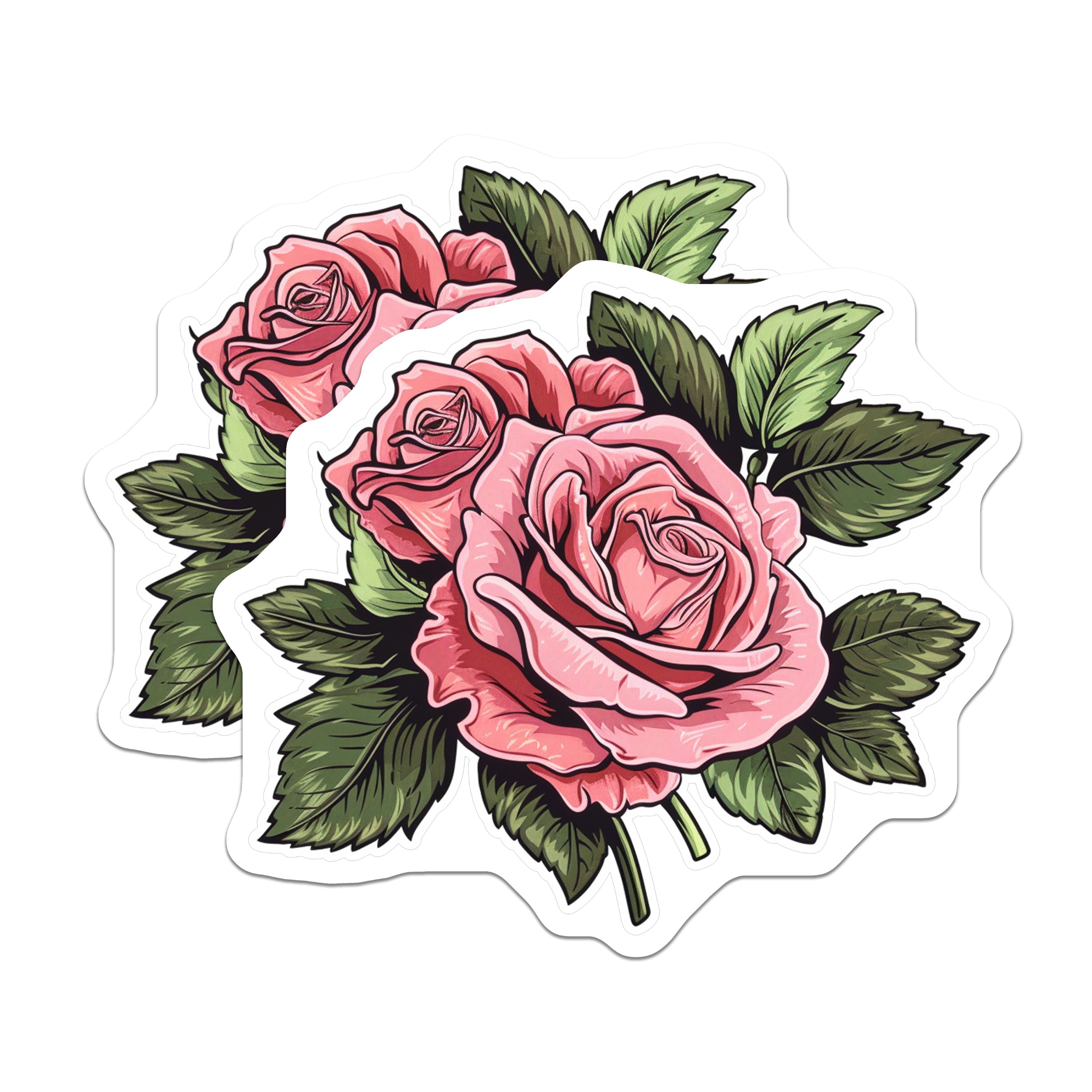 (2 Pack) Pink Rose Magnets - Botanical Flower Decor - Romantic Kitchen Fridge Locker Accessory - 5 Inches On Longest Side - Thick Durable Magnet - Made in USA - MAG38087