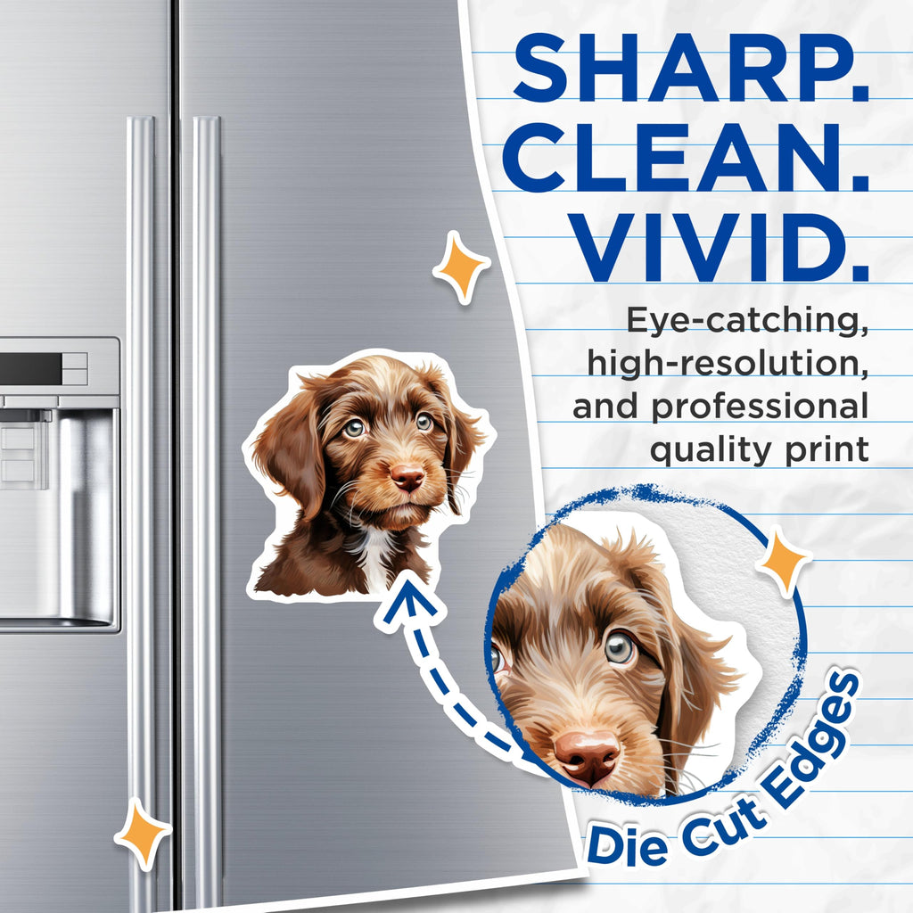 (2 Pack) Adorable Puppy Magnets - Dog Lover Fridge Decor - Pet Parent Refrigerator Magnets - New Puppy Owner Accessory - 5 Inches On Longest Side - Thick Durable Magnet - Made in USA - MAG30137