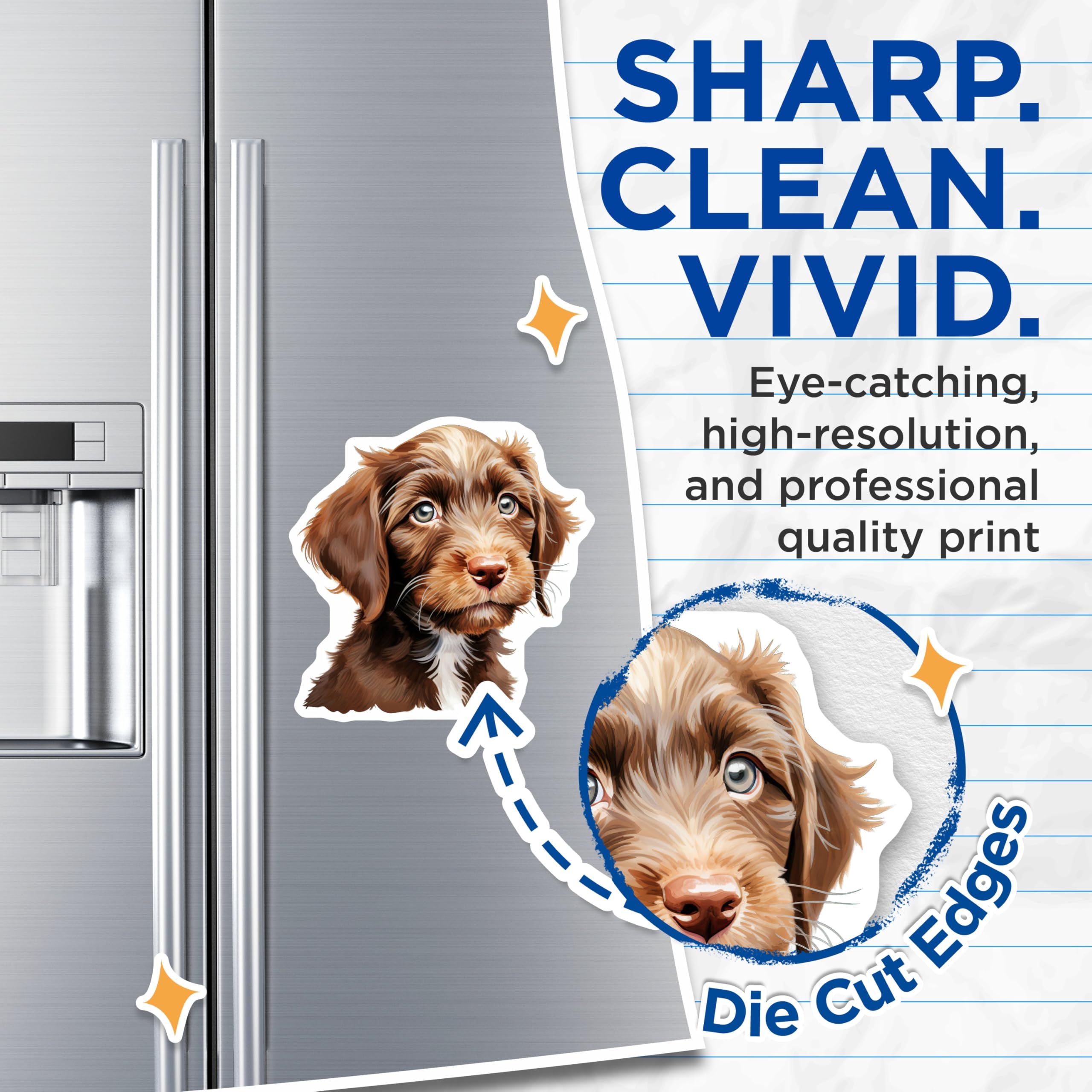 (2 Pack) Adorable Puppy Magnets - Dog Lover Fridge Decor - Pet Parent Refrigerator Magnets - New Puppy Owner Accessory - 5 Inches On Longest Side - Thick Durable Magnet - Made in USA - MAG30137