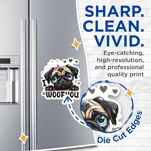 (2 Packs) I Woof You Pug Dog Breed Magnets - Cute Dog Mom Dog Dad Magnets - 5 Inches On Longest Side - Premium Magnet - for Fridges, Toolboxes, Cars - Made in USA - MAG2344