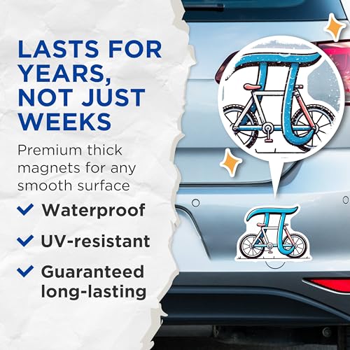 (2 Pack) Pi Bike Magnets - Math Nerd Decor - 5" On Longest Side - for Cars, Fridges, Toolboxes - Made in USA - MAG8174