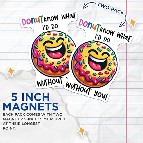(2 Pack) Cute Donut Love Magnets Magnets - Funny Donut Themed - Colorful Magnet Design - 5" On Longest Side - Made in USA - Sticks to Refrigerators & Metal Surfaces - MAG8783
