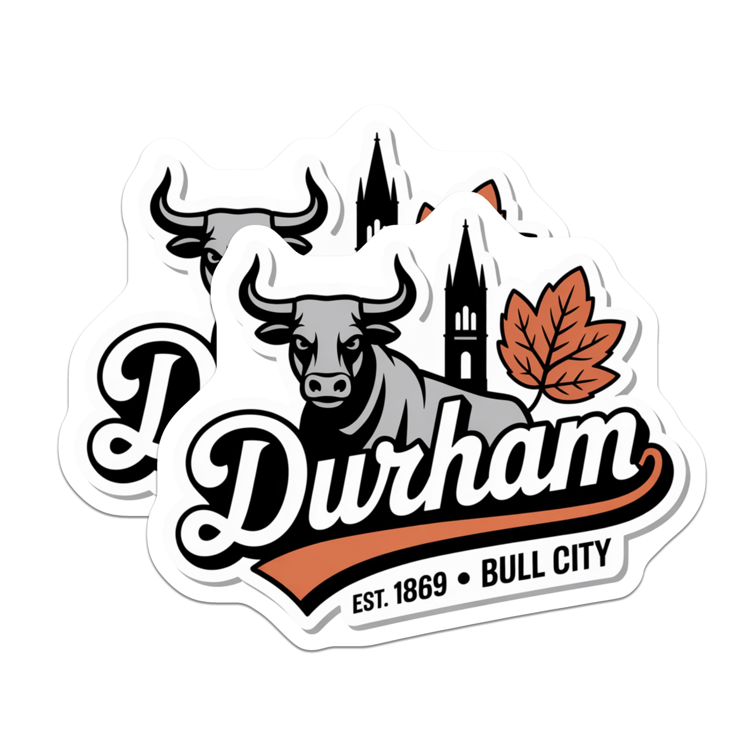 (2 Pack) Durham North Carolina Magnets - Bull City NC - Cityscape Souvenir - 5" On Longest Side - Premium Magnet - for Cars, Refrigerators, Toolboxes, Lockers - Made in USA - MAG18069