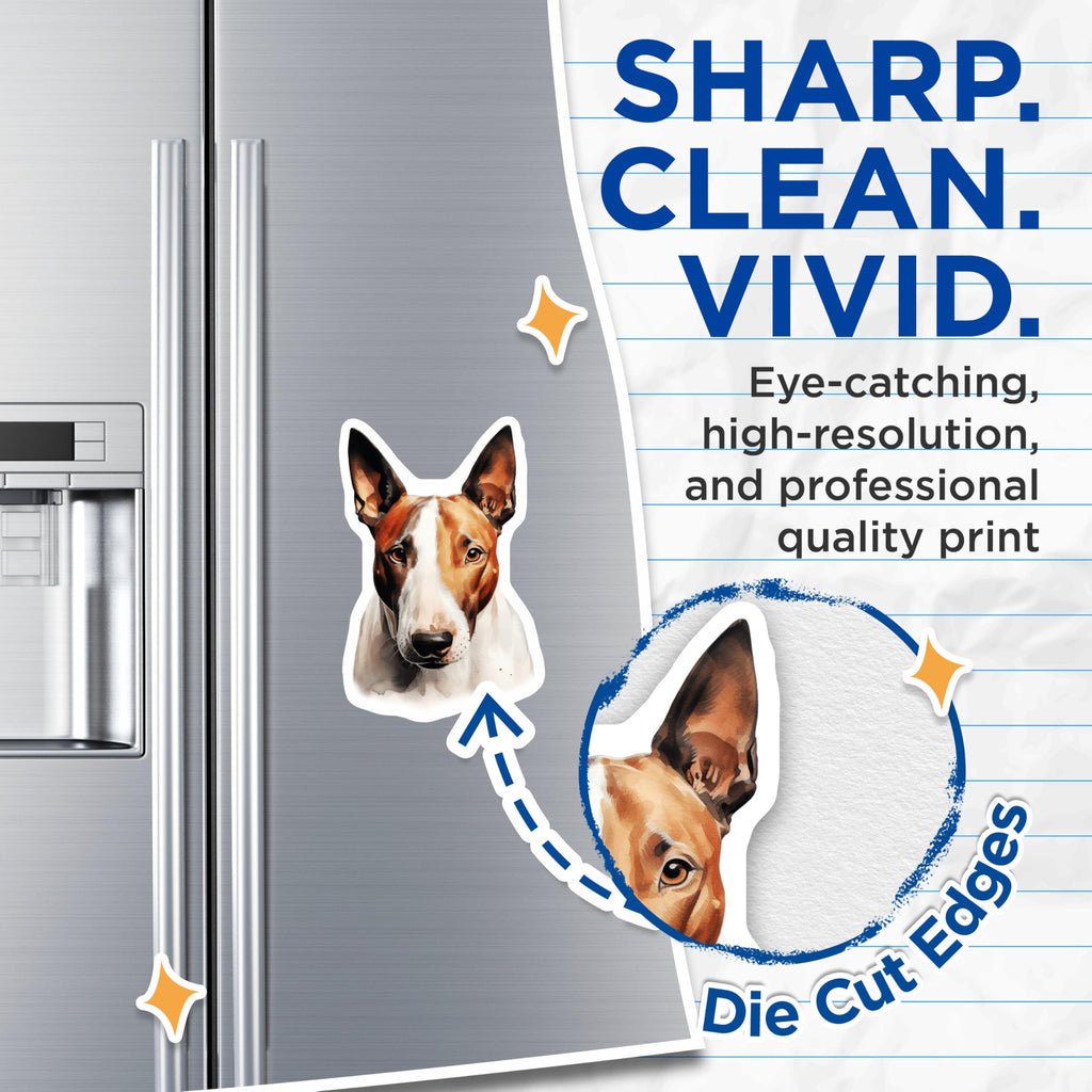 (2 Pack) Bull Terrier Dog Magnets - Watercolor Pet Art - Dog Owner Decor - 5 Inches On Longest Side - Thick Durable Magnet - Made in USA - MAG26671